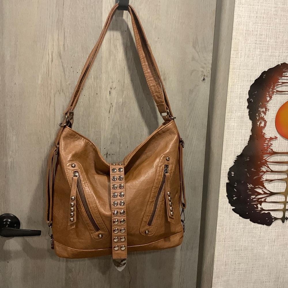 Faux leather shoulder bag